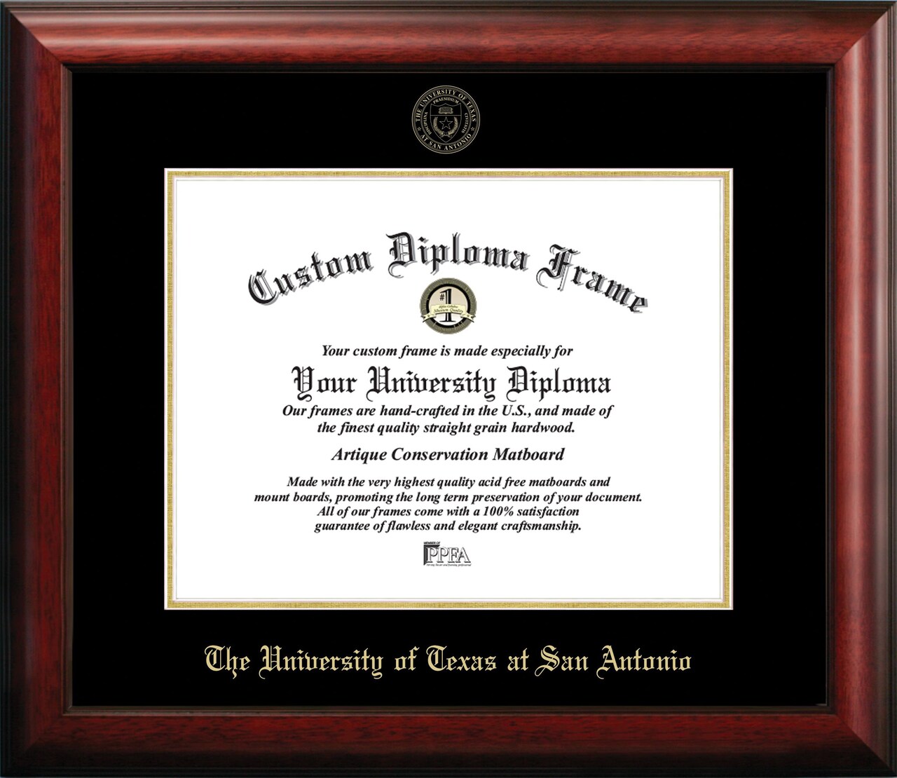 University of Texas, San Antonio 14w x 11h Gold Embossed Diploma Frame